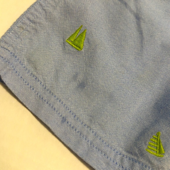 Janie and Jack Boys Swim Trunks 18/24 VGUC Chambray Sailboats Lined Elastic - Picture 4 of 5